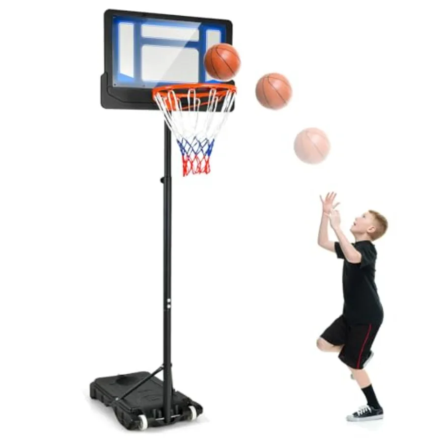 Portable Basketball Hoop for backyard and driveway use, weather-resistant steel construction, black finish, 4.3 FT to 8.2 FT ad
Portable Basketball Hoop for backyard and driveway use, weather-resistant steel construction, black finish, 4.3 FT to 8.2 FT ad