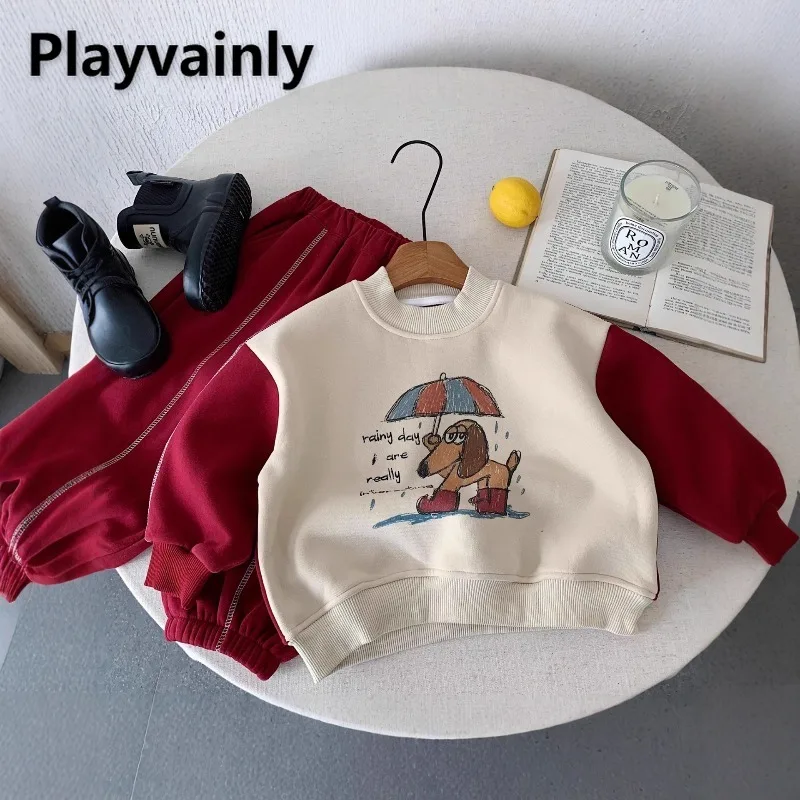 Children Cartoon Fleece Sets Korean Style Boys Girls Red Long Sleeve Crewneck Sweatshirts+Sweatpants Winter Kids Clothes A5653
Children Cartoon Fleece Sets Korean Style Boys Girls Red Long Sleeve Crewneck Sweatshirts+Sweatpants Winter Kids Clothes A5653