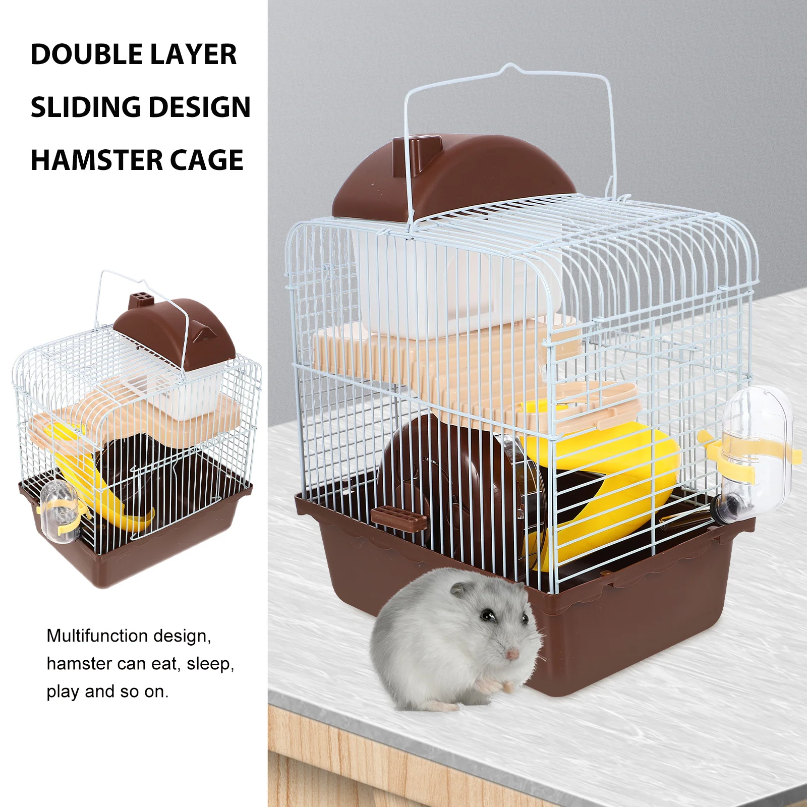 1pc Pet Cage For Hamster Double Layer Acrylic Small Pets With Running Wheel Leakproof Water Jug Villa Cage Brown
1pc Pet Cage For Hamster Double Layer Acrylic Small Pets With Running Wheel Leakproof Water Jug Villa Cage Brown