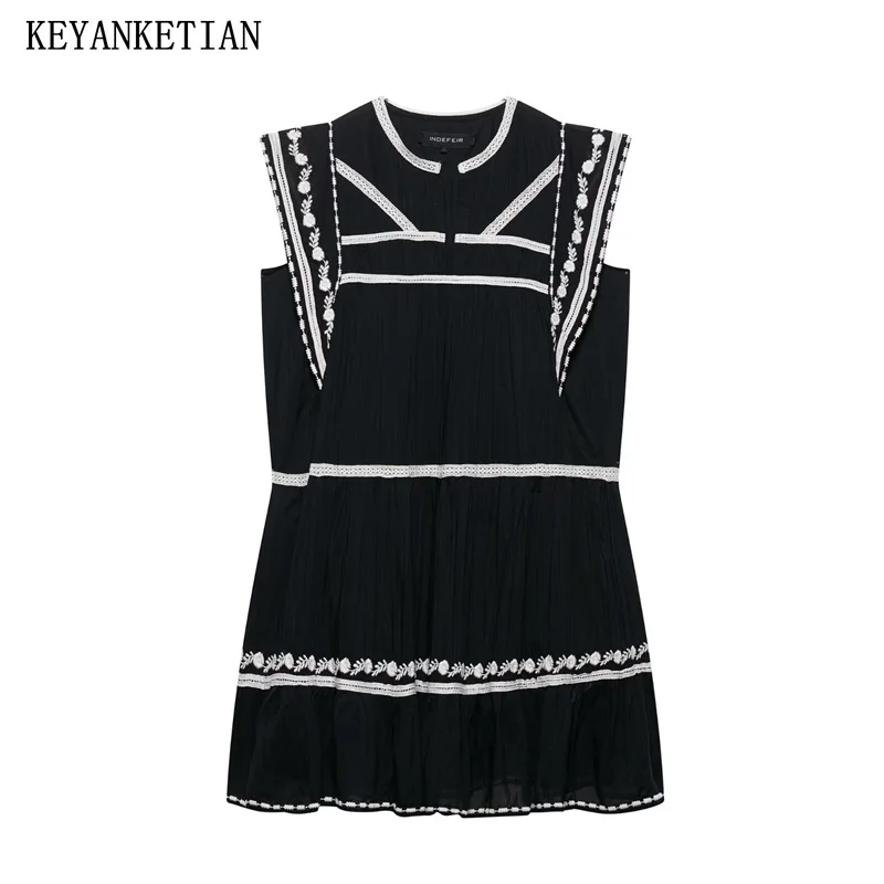 KEYANKETIAN Summer New Women's Round Neck Sleeveless Lace Patchwork Contrasting Embroidery Mini Dress Short Skirt
KEYANKETIAN Summer New Women's Round Neck Sleeveless Lace Patchwork Contrasting Embroidery Mini Dress Short Skirt