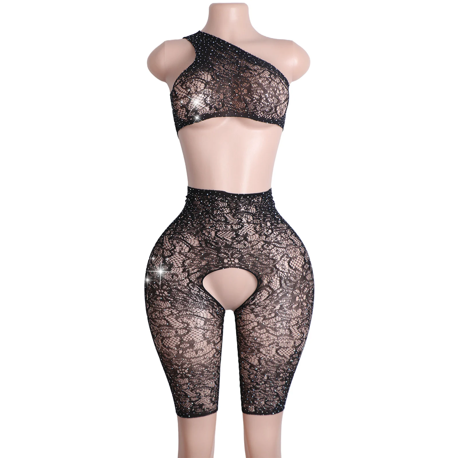 Women's Rhinestone-Encrusted Stripes Fishnet Bodysuit Lingerie Set Exotic Dancewear Sexy Stage Performance Outfit Thong
Women's Rhinestone-Encrusted Stripes Fishnet Bodysuit Lingerie Set Exotic Dancewear Sexy Stage Performance Outfit Thong