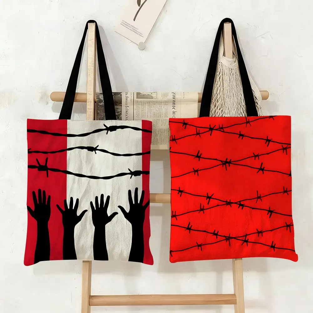 Hands Behind Barbed Storage Bags Canvas Tote Bag Large Capacity Double-Sided Print Reusable Shopping Bag Shoulder Bag
Hands Behind Barbed Storage Bags Canvas Tote Bag Large Capacity Double-Sided Print Reusable Shopping Bag Shoulder Bag
