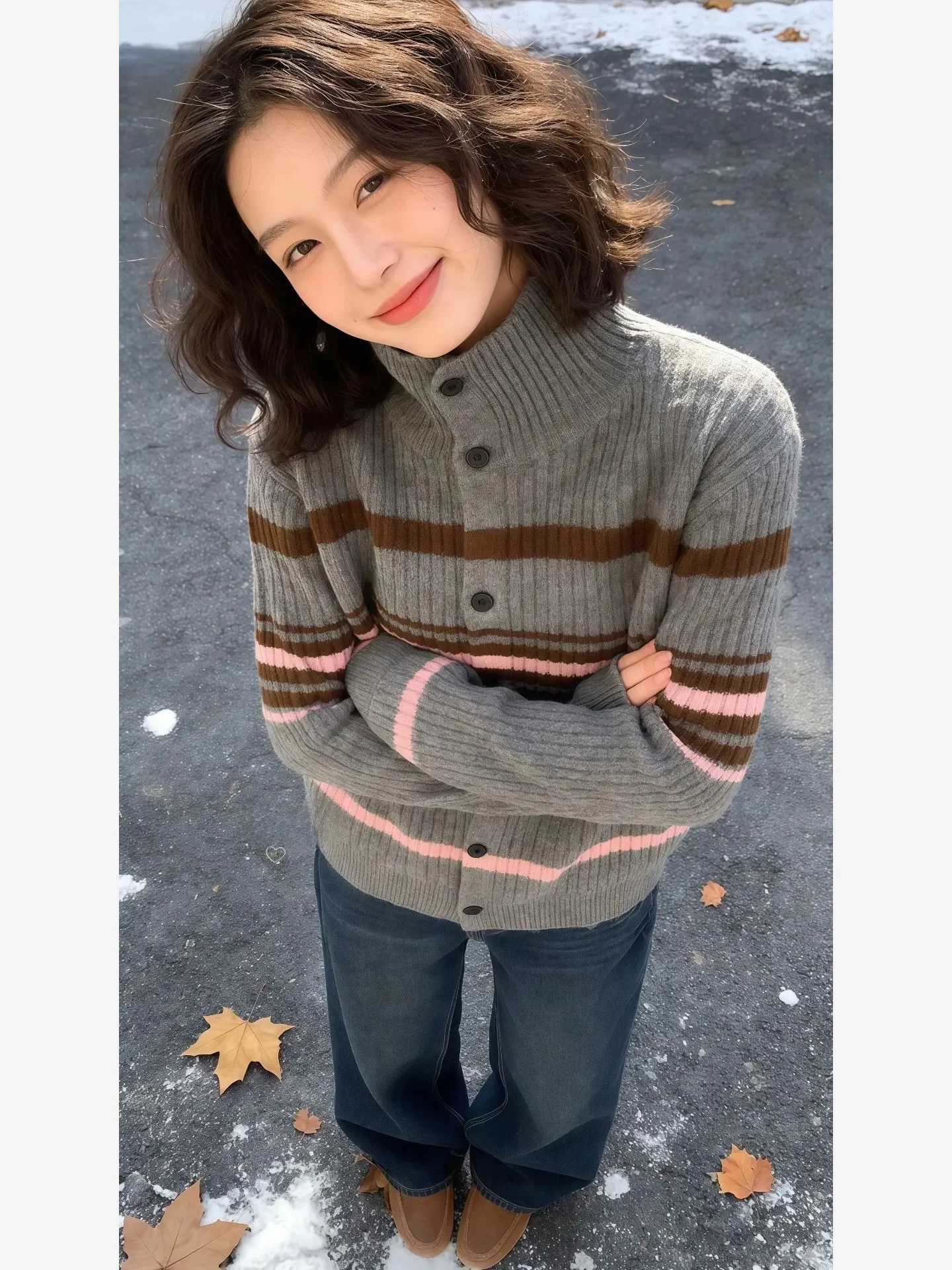 Trendy Korean Sle Striped Knitted Jaet Unique Beautiful Sweater Long Sve Casual Comfortable Daily Wear for Women
Trendy Korean Sle Striped Knitted Jaet Unique Beautiful Sweater Long Sve Casual Comfortable Daily Wear for Women