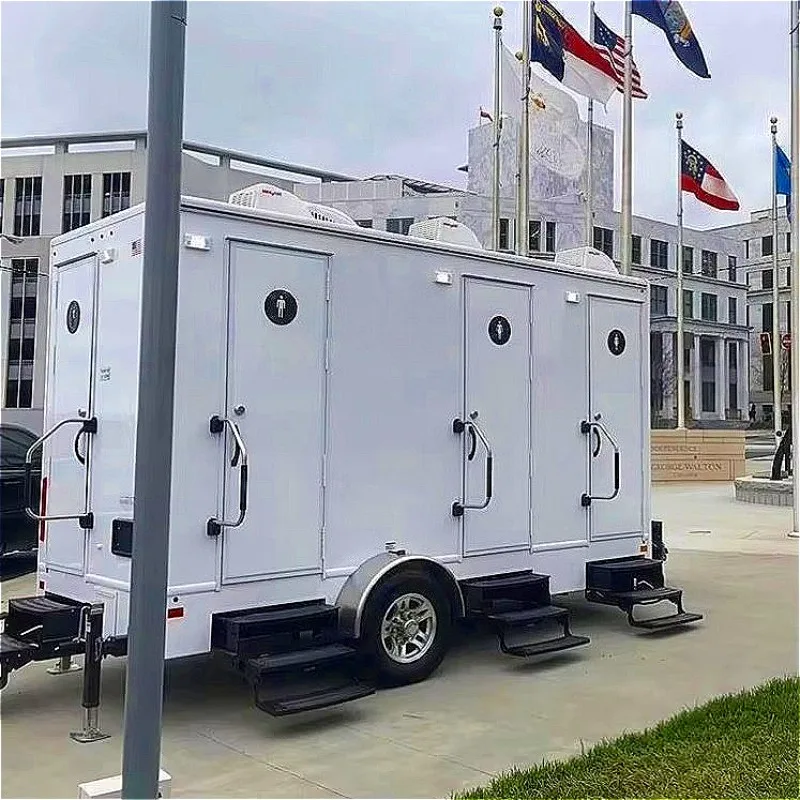 Mobile Bathroom Trailer with Shower and Wheels Outdoor Portable Toilet Made in China Restroom Toilet Trailer Customized Sale
Mobile Bathroom Trailer with Shower and Wheels Outdoor Portable Toilet Made in China Restroom Toilet Trailer Customized Sale