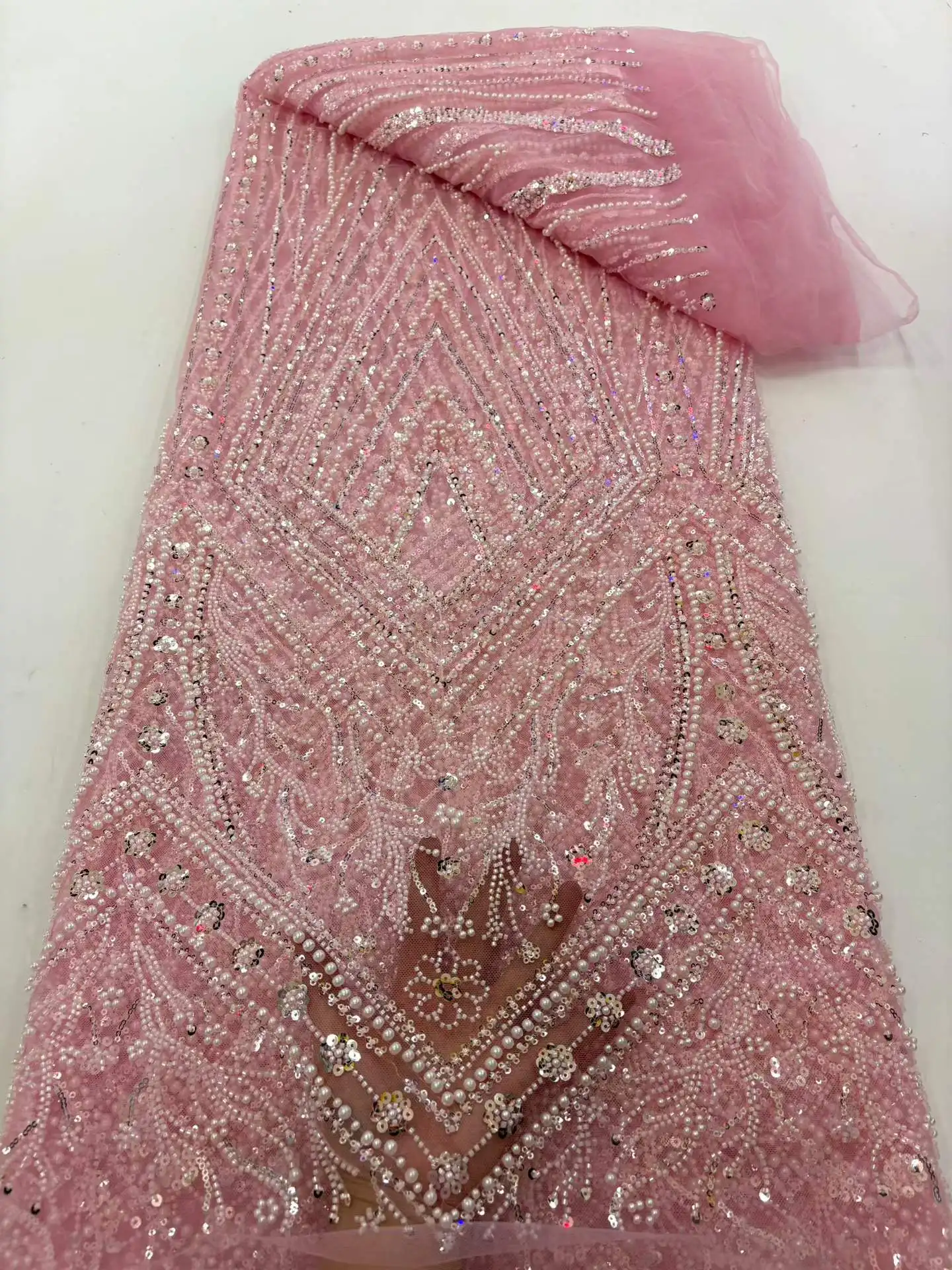 SJ Lace Luxury African Sequins Beaded Lace Fabric 2026 High Quality Lace 5 Yards Pink French Lace Fabric Nigerian Lace Fabrics
SJ Lace Luxury African Sequins Beaded Lace Fabric 2026 High Quality Lace 5 Yards Pink French Lace Fabric Nigerian Lace Fabrics
