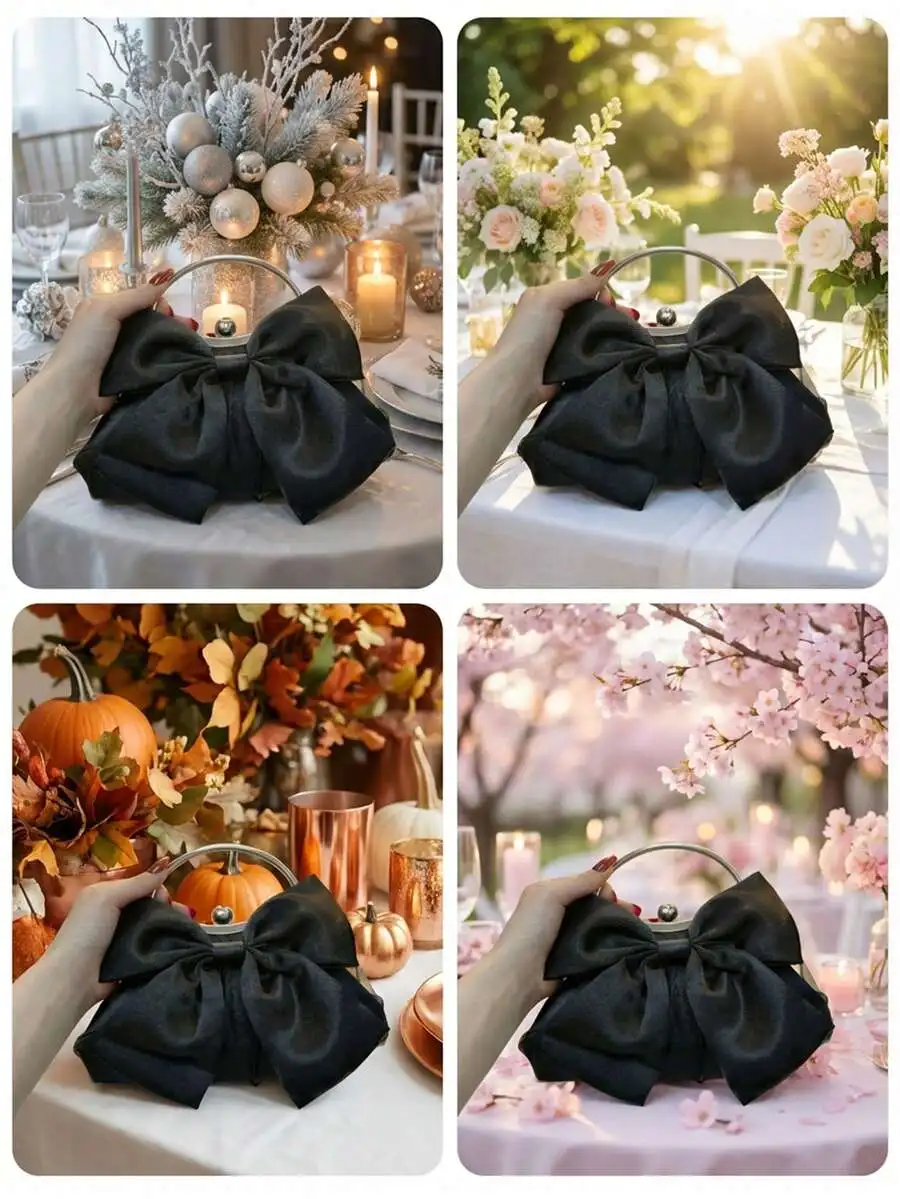 Elegant Black Bow Knot Clutch Bag For Women Wedding Party Formal Event Evening Handbag
Elegant Black Bow Knot Clutch Bag For Women Wedding Party Formal Event Evening Handbag