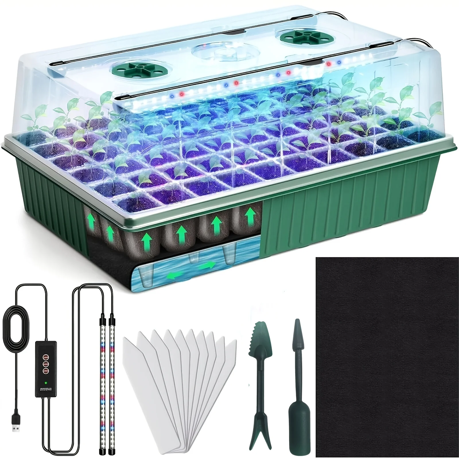 Self-Watering 60/120-Cell Seed Tray with Grow Light & 4.07-Inch Dome, Indoor Germination Kit for Plant Seeds
Self-Watering 60/120-Cell Seed Tray with Grow Light & 4.07-Inch Dome, Indoor Germination Kit for Plant Seeds