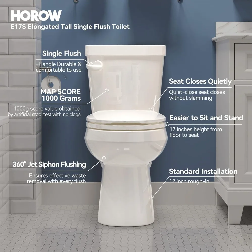 17 Inch High Elongated Toilet with ADA Chair Height Two Piece Design Powerful 1.28 GPF Single Flush with Map Customized Options
17 Inch High Elongated Toilet with ADA Chair Height Two Piece Design Powerful 1.28 GPF Single Flush with Map Customized Options