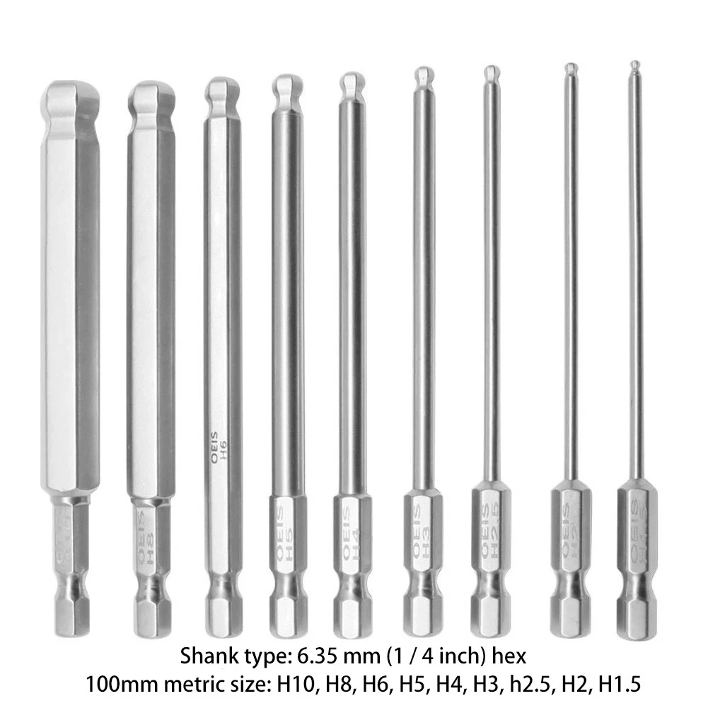 1pc 100mm Ball End Hex Screwdriver Bit Metric Hex Bit 1/4 Inch Hex Ball Head Magnetic Hexagonal Screwdriver Hand Tool H1.5-H10
1pc 100mm Ball End Hex Screwdriver Bit Metric Hex Bit 1/4 Inch Hex Ball Head Magnetic Hexagonal Screwdriver Hand Tool H1.5-H10