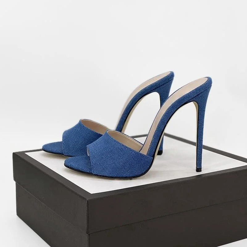 Blue Denim Sky High Heel Modern Slippers Round Toe Stiletto Heels Slip-on Sandals Shallow Dress Pumps Size46
Blue Denim Sky High Heel Modern Slippers Round Toe Stiletto Heels Slip-on Sandals Shallow Dress Pumps Size46