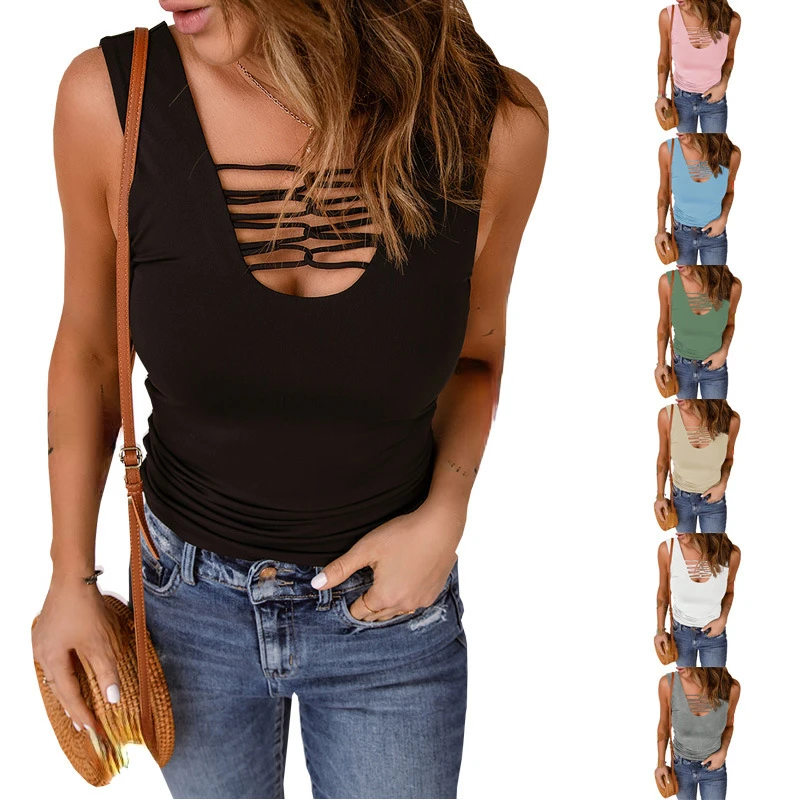 Summer New Hollow Women's Wear Thin Belt Deep V I-shaped Vest Women's Solid Color All-match Top
Summer New Hollow Women's Wear Thin Belt Deep V I-shaped Vest Women's Solid Color All-match Top