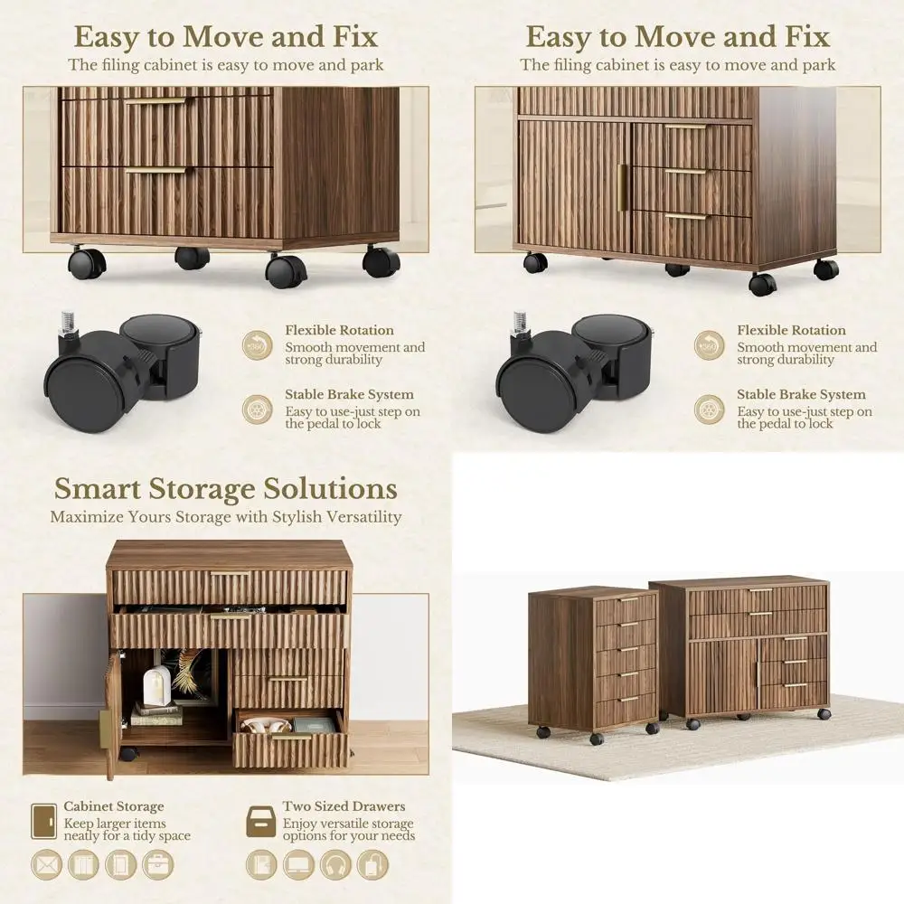 Home Oice urniture Set, luted Wooden ile Cabinet with Locable Wheels, iling Cabinet with 5 Ders or Home Oice, Black Walnut
Home Oice urniture Set, luted Wooden ile Cabinet with Locable Wheels, iling Cabinet with 5 Ders or Home Oice, Black Walnut