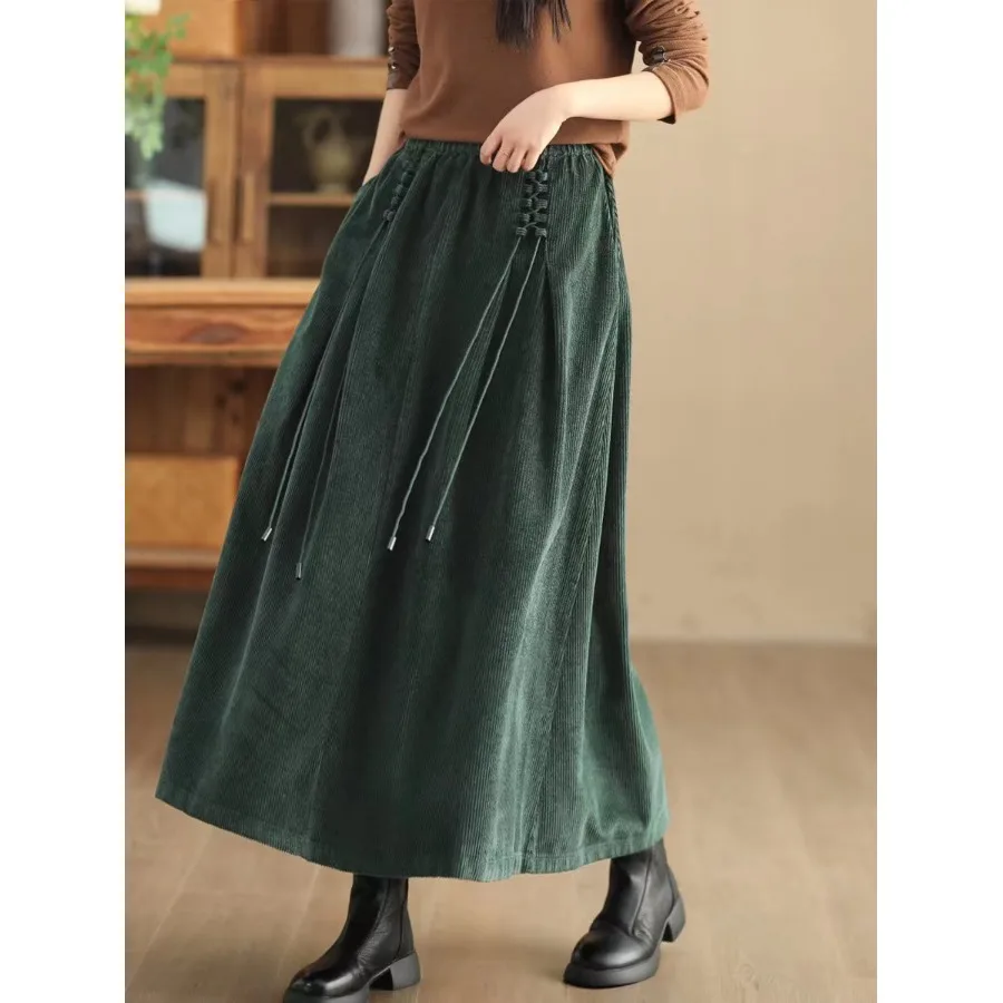 Ele Vintage Corduroy f Skirt Women's Elastic Waist Floor Length Skirt Spring 2025 Commute Sle High Waist Loose Fit
Ele Vintage Corduroy f Skirt Women's Elastic Waist Floor Length Skirt Spring 2025 Commute Sle High Waist Loose Fit