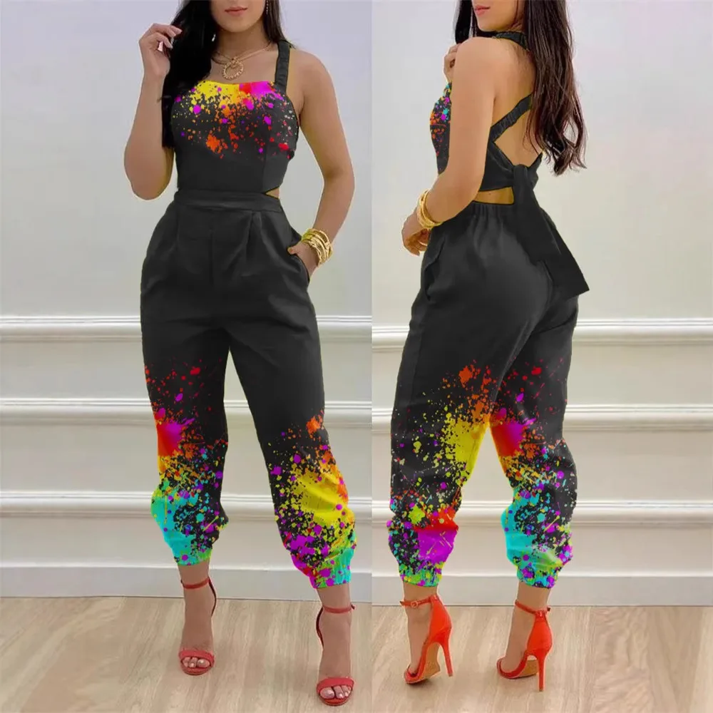 Fashionable Strap Sexy Jumpsuits Pants Strap Positioning Printed Jumpsuit Mono Sin Mangas Para Muje Summer Jump Suits Women
Fashionable Strap Sexy Jumpsuits Pants Strap Positioning Printed Jumpsuit Mono Sin Mangas Para Muje Summer Jump Suits Women