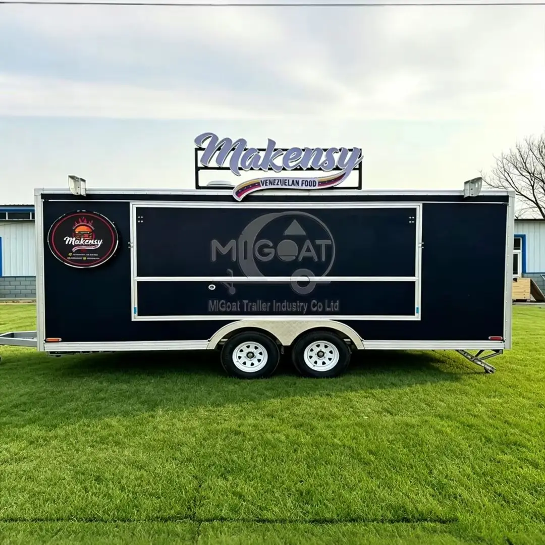 Black Fully Equipped Food Trailer Custom Wrap Commercial Mobile Kitchen for Fast Food Business
Black Fully Equipped Food Trailer Custom Wrap Commercial Mobile Kitchen for Fast Food Business
