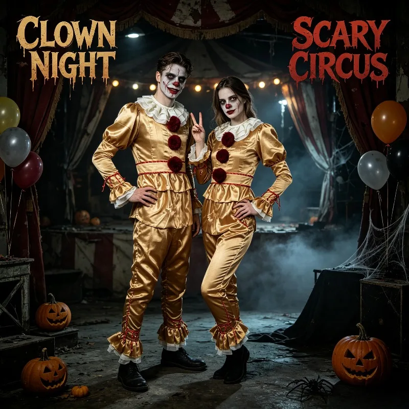Adult Horror Clown Costume Classic Movie Character Cosplay Suit Halloween Party Fancy Dress Scary Circus Outfit Men Women
Adult Horror Clown Costume Classic Movie Character Cosplay Suit Halloween Party Fancy Dress Scary Circus Outfit Men Women