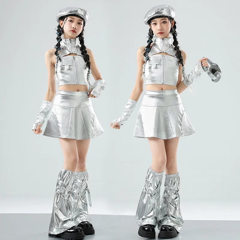 Серебряный костюм для джазовых танцев для девочек, одежда для школьных выступлений, сценический наряд в стиле K-pop, комплект из жилета и юбки, модная одежда для подиума для детей 3265
Серебряный костюм для джазовых танцев для девочек, одежда для школьных выступлений, сценический наряд в стиле K-pop, комплект из жилета и юбки, модная одежда для подиума для детей 3265