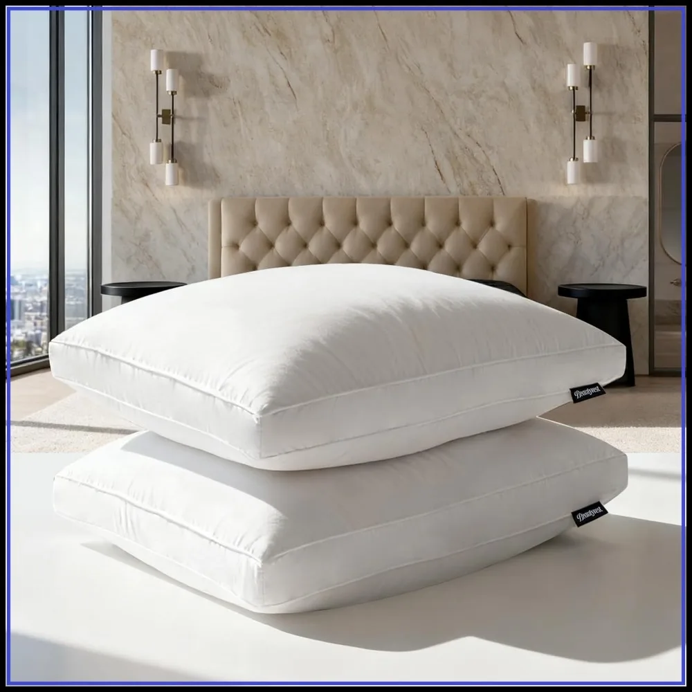 Luxury Firm Hotel Pillows Set of 2, Queen/Jumbo Size, 100% Cotton Cover, Goose Feather Down Fiber Gusseted
Luxury Firm Hotel Pillows Set of 2, Queen/Jumbo Size, 100% Cotton Cover, Goose Feather Down Fiber Gusseted