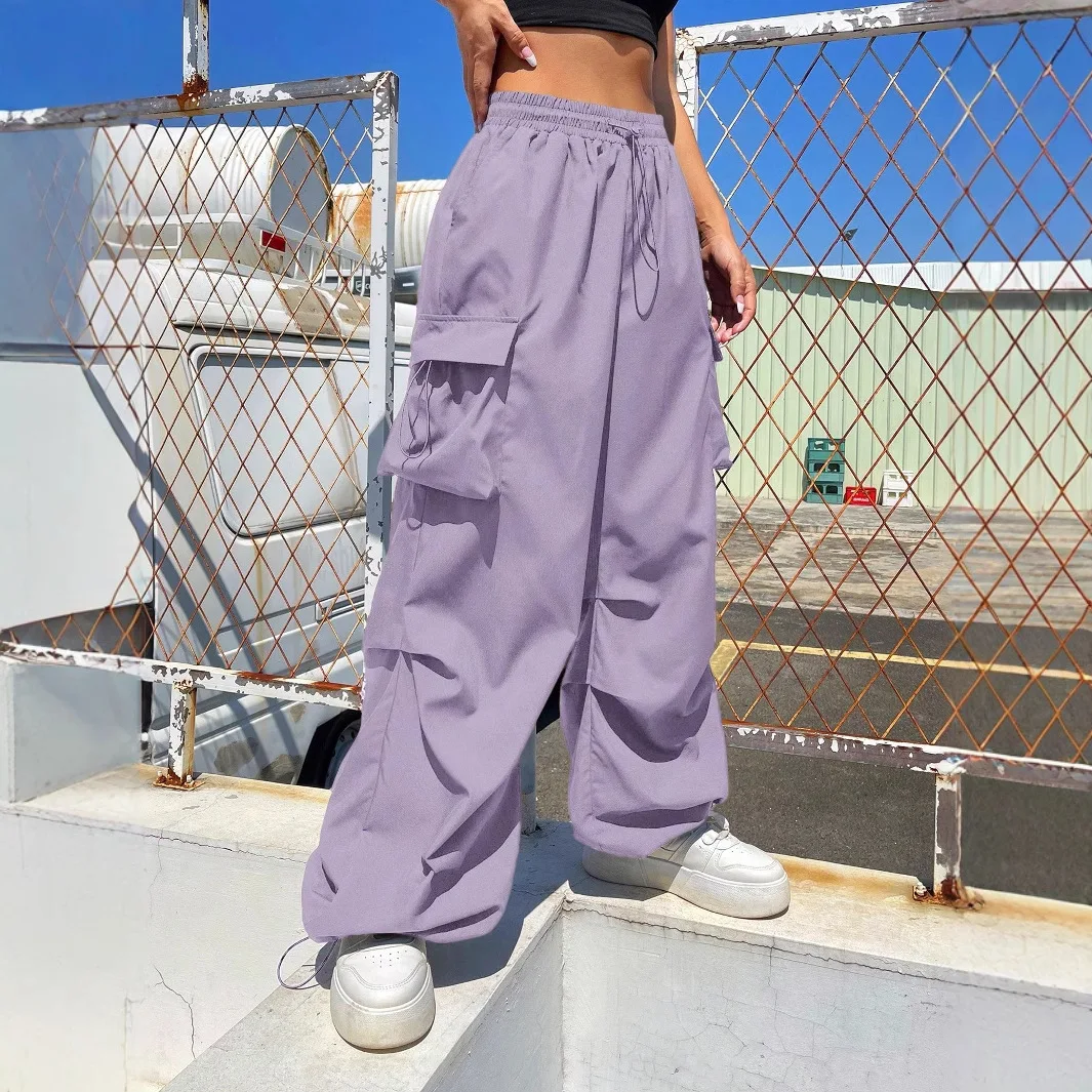 Women's drawstring pants, low-waist sport pants, street style retro loose wide-leg pants, oversized parachute jogging pants
Women's drawstring pants, low-waist sport pants, street style retro loose wide-leg pants, oversized parachute jogging pants
