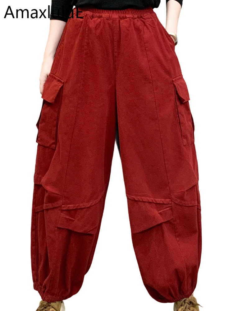 Amax LuluE, корейские осенние женские классические винтажные свободные модные шаровары, женские повседневные брюки с эластичной резинкой на талии, элегантная одежда
Amax LuluE, корейские осенние женские классические винтажные свободные модные шаровары, женские повседневные брюки с эластичной резинкой на талии, элегантная одежда
