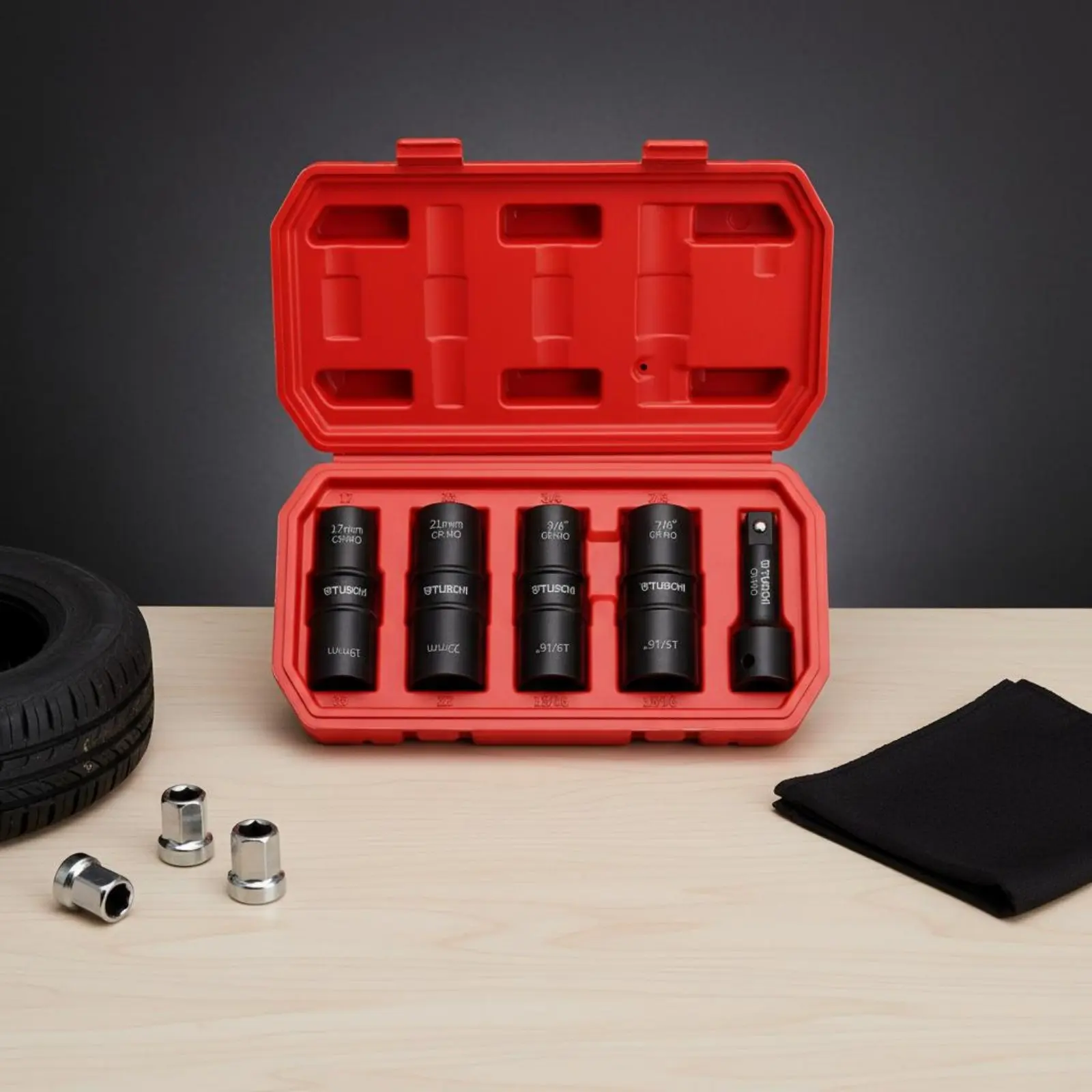 5 Pieces Flip Socket Set Double Ended Heavy-Duty Lug Nut Socket Automotive Tool Extended Length CR-MO Steel for Garage
5 Pieces Flip Socket Set Double Ended Heavy-Duty Lug Nut Socket Automotive Tool Extended Length CR-MO Steel for Garage