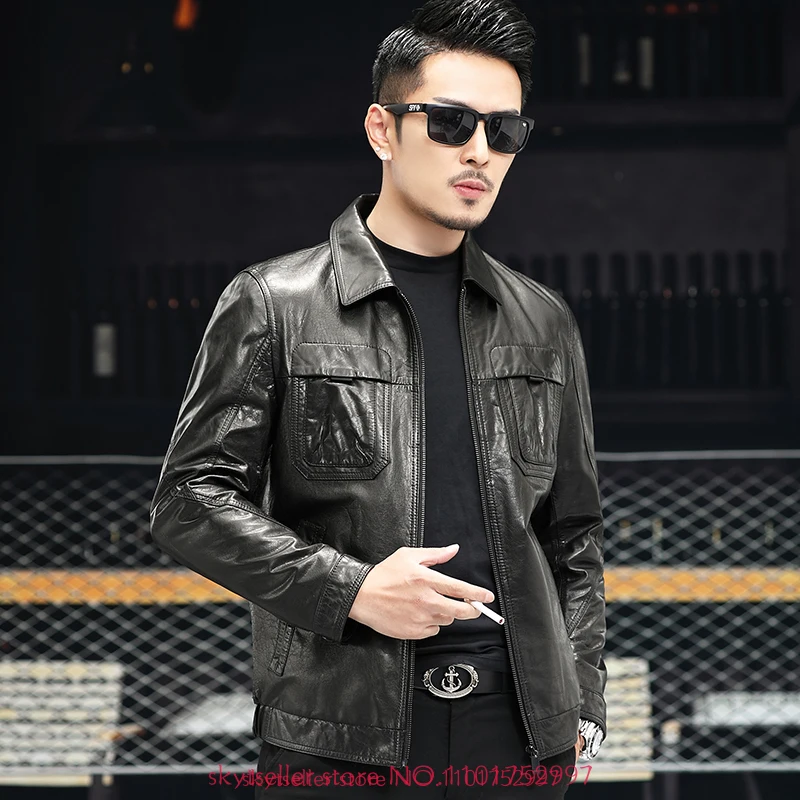 High Quality Genuine Leather Jacket Men sheepskin coat Leather Coat Mens motorcycle JacketP600
High Quality Genuine Leather Jacket Men sheepskin coat Leather Coat Mens motorcycle JacketP600