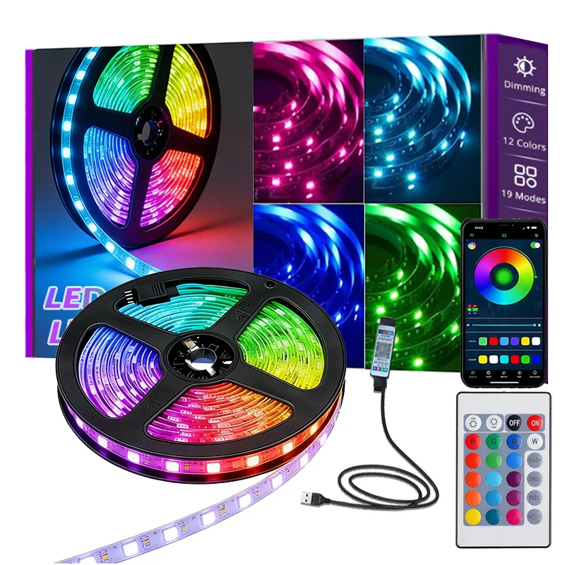 20m/66ft RGB LED Strip Lights USB APP Control 24 Key Remote Music Sync Dimmable Flexible Cuttable Addressable Tape Light for Bedroom TV Backlight PC Monitor Gaming Room Home Decor
20m/66ft RGB LED Strip Lights USB APP Control 24 Key Remote Music Sync Dimmable Flexible Cuttable Addressable Tape Light for Bedroom TV Backlight PC Monitor Gaming Room Home Decor