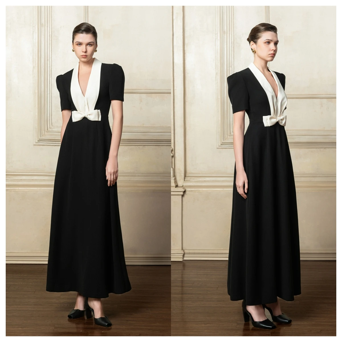Customized Formal Black Jersey Evening Dress V-Neck Short Sleeves Celebrity Gowns Bow Homecoming Dress Fashion High Quality
Customized Formal Black Jersey Evening Dress V-Neck Short Sleeves Celebrity Gowns Bow Homecoming Dress Fashion High Quality