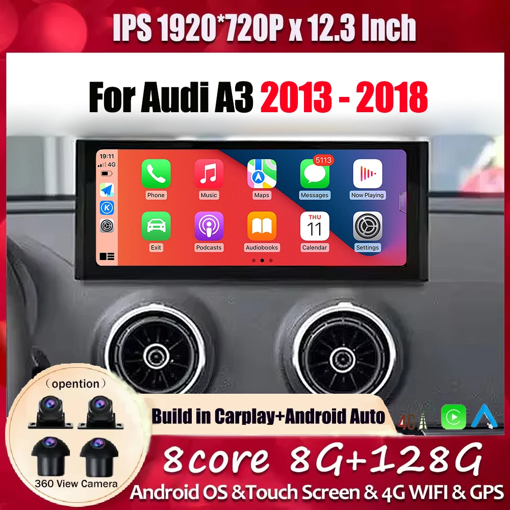 Android OS 12.3 inch Car Radio Screen For Audi A3 2013 - 2018 Car Multimedia Player WIFI 4G GPS Navigation Bluetooth 8Core
Android OS 12.3 inch Car Radio Screen For Audi A3 2013 - 2018 Car Multimedia Player WIFI 4G GPS Navigation Bluetooth 8Core