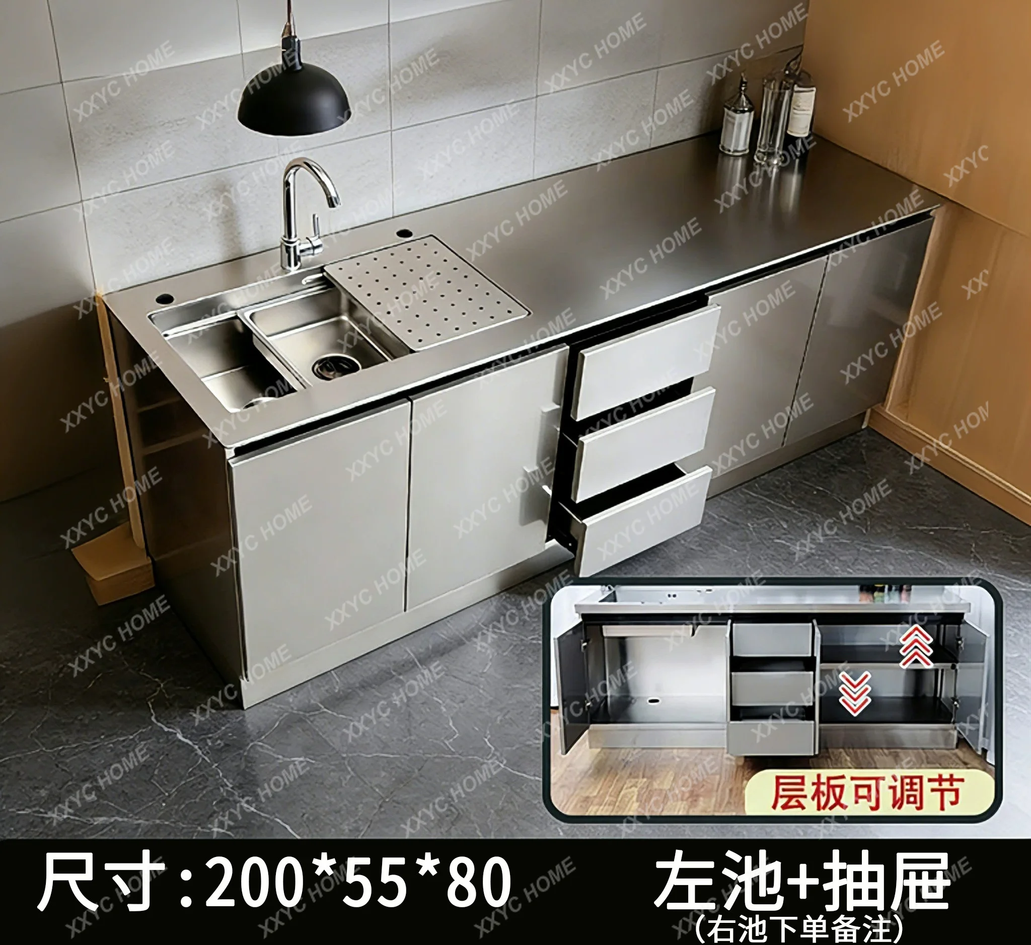 stainless steel cabinet solid scratch-proof countertop dining side cabinet kitchen island sink integrated storage stove cabinet
stainless steel cabinet solid scratch-proof countertop dining side cabinet kitchen island sink integrated storage stove cabinet
