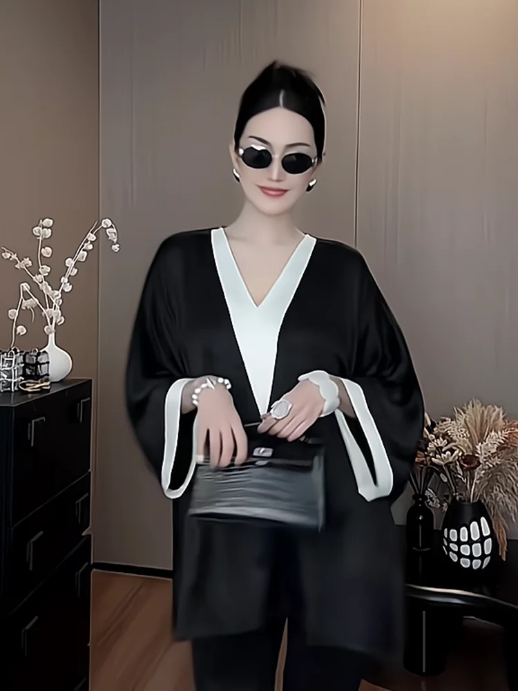 Slimming V-Ne Batwing Sve T-irt Women's Loose Faionable Summer Top Textured Contrast Color Korean Sle Casual Wear
Slimming V-Ne Batwing Sve T-irt Women's Loose Faionable Summer Top Textured Contrast Color Korean Sle Casual Wear