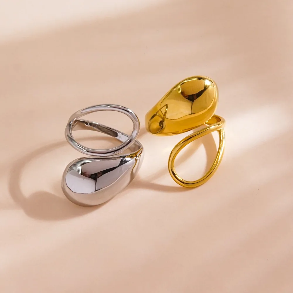 CARLIDANA Jewelry Water Drop Stainless Steel Open Ring Plated 14K Gold Color for Women's Personalized Exaggerated Ring Wholesale
CARLIDANA Jewelry Water Drop Stainless Steel Open Ring Plated 14K Gold Color for Women's Personalized Exaggerated Ring Wholesale