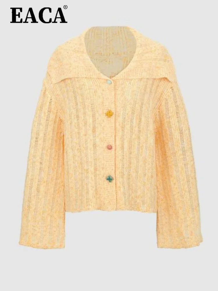 EACA 2024 Autumn And Winter New Women's Clothing Sweet Temperament Contrasting Buttons Soft Glutinous Knitted Cardigan For Women
EACA 2024 Autumn And Winter New Women's Clothing Sweet Temperament Contrasting Buttons Soft Glutinous Knitted Cardigan For Women