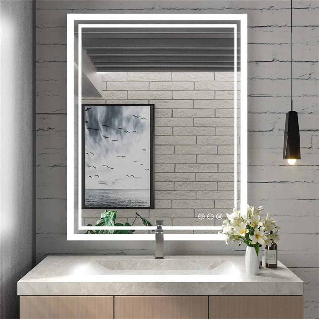 LED Bathroom Mirror Anti-Fog Dimmable Wall Mounted Mirror 500x700mm/600x800mm/700x900mm Rectangle Makeup Mirror Vertical/ Horizontal Hanging, IP65
LED Bathroom Mirror Anti-Fog Dimmable Wall Mounted Mirror 500x700mm/600x800mm/700x900mm Rectangle Makeup Mirror Vertical/ Horizontal Hanging, IP65