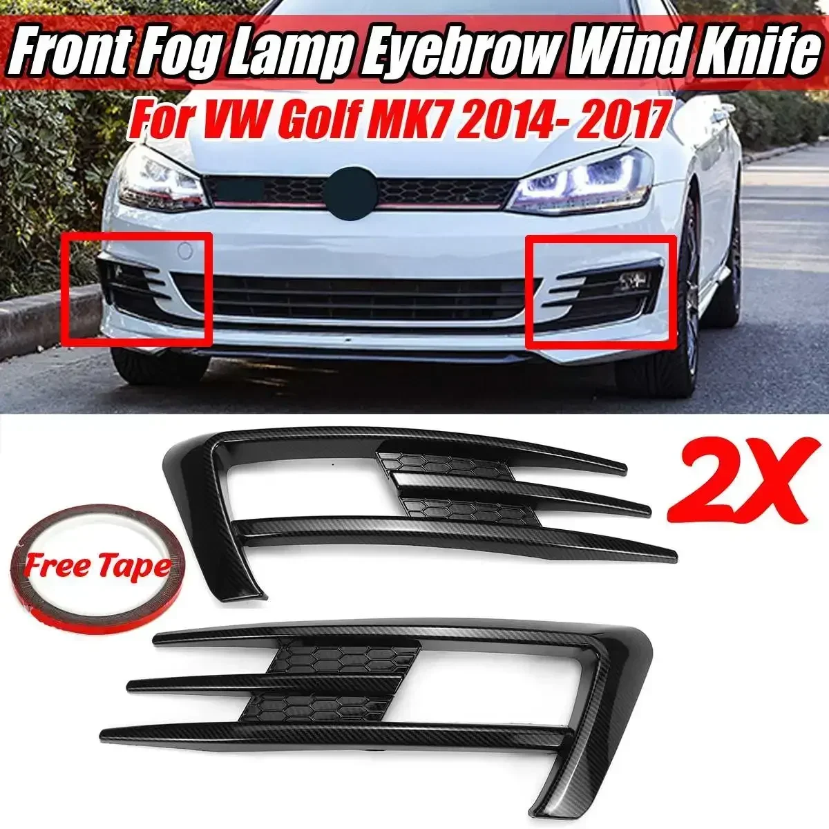 Front Bumper Fog Light Grilles Fog Lamp Eyebrow Cover Trim Bright Black For VW For Golf 7 MK7 2014 2015 2016 2017
Front Bumper Fog Light Grilles Fog Lamp Eyebrow Cover Trim Bright Black For VW For Golf 7 MK7 2014 2015 2016 2017