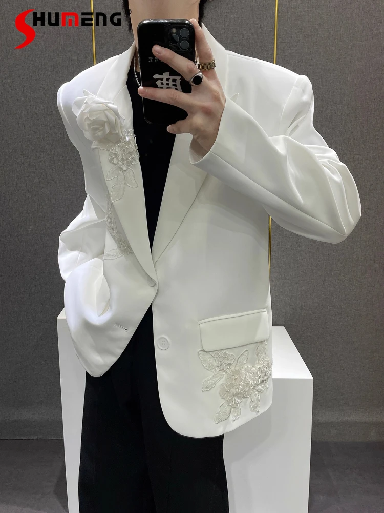 Мужские комплекты костюмов с трехмерным цветком и вышивкой, мужские осенние новинки 2025 года, 2 шт., высококачественные пиджаки и брюки, комплекты из двух предметов
Мужские комплекты костюмов с трехмерным цветком и вышивкой, мужские осенние новинки 2025 года, 2 шт., высококачественные пиджаки и брюки, комплекты из двух предметов