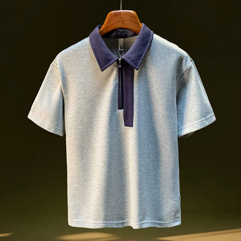 Color blocked lapel short sleeved polo shirt for men, loose and trendy 2025 summer new style shirt, half zip T-shirt
Color blocked lapel short sleeved polo shirt for men, loose and trendy 2025 summer new style shirt, half zip T-shirt