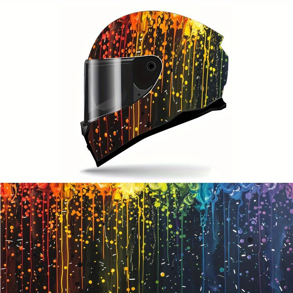 Color Pigment Dripping Effect Print Full Face Helmet Vinyl Wrap Sticker, Waterproof Scratch-Resistant Self-Adhesive PVC Decals,
Color Pigment Dripping Effect Print Full Face Helmet Vinyl Wrap Sticker, Waterproof Scratch-Resistant Self-Adhesive PVC Decals,