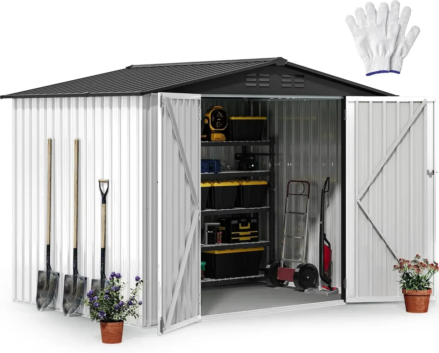 Metal Outdoor Storage Shed Heavy Duty Storage Unit Lockable Door Vents Waterproof Ideal For Bicycles Tools Lawnmowers Backyards
Metal Outdoor Storage Shed Heavy Duty Storage Unit Lockable Door Vents Waterproof Ideal For Bicycles Tools Lawnmowers Backyards