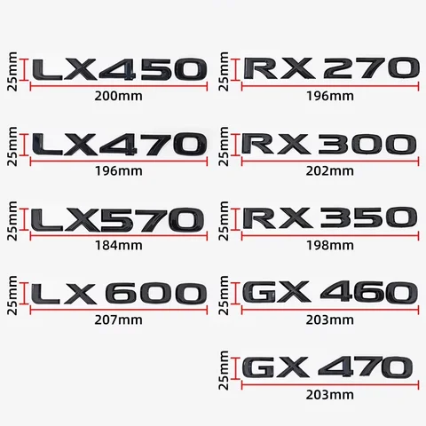 Logo ABS 3D pour voiture, pour Lexus GX470 LX570 LX600 RX350 RX300, emblème, lettres, autocollant, badge de coffre de voiture, accessoires adhésifs