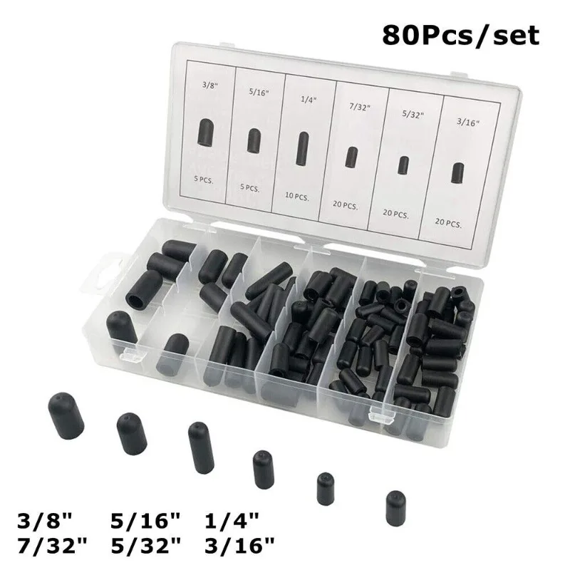 80Pcs/box 6 Sizes for Automobile Crburetor Rubber Dropper Cover Black Rubber Vacuum Dust Cap Assortment Kit
80Pcs/box 6 Sizes for Automobile Crburetor Rubber Dropper Cover Black Rubber Vacuum Dust Cap Assortment Kit