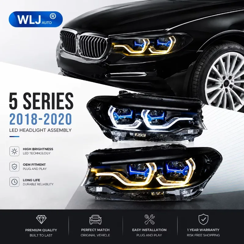 For 2018-2020 5 Series G38 Headlights, G30 Assembly, Smoked Black Dual-color Golden Eye Daytime Running Lights, Lens.
For 2018-2020 5 Series G38 Headlights, G30 Assembly, Smoked Black Dual-color Golden Eye Daytime Running Lights, Lens.