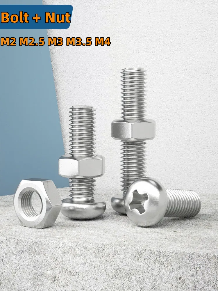 M2 M2.5 M3 M3.5 M4 2 In 1 Round Head Phillips Machine Screw Hexagon Nut 304 Stainless Steel Pan Head Bolt Nuts Combination
M2 M2.5 M3 M3.5 M4 2 In 1 Round Head Phillips Machine Screw Hexagon Nut 304 Stainless Steel Pan Head Bolt Nuts Combination