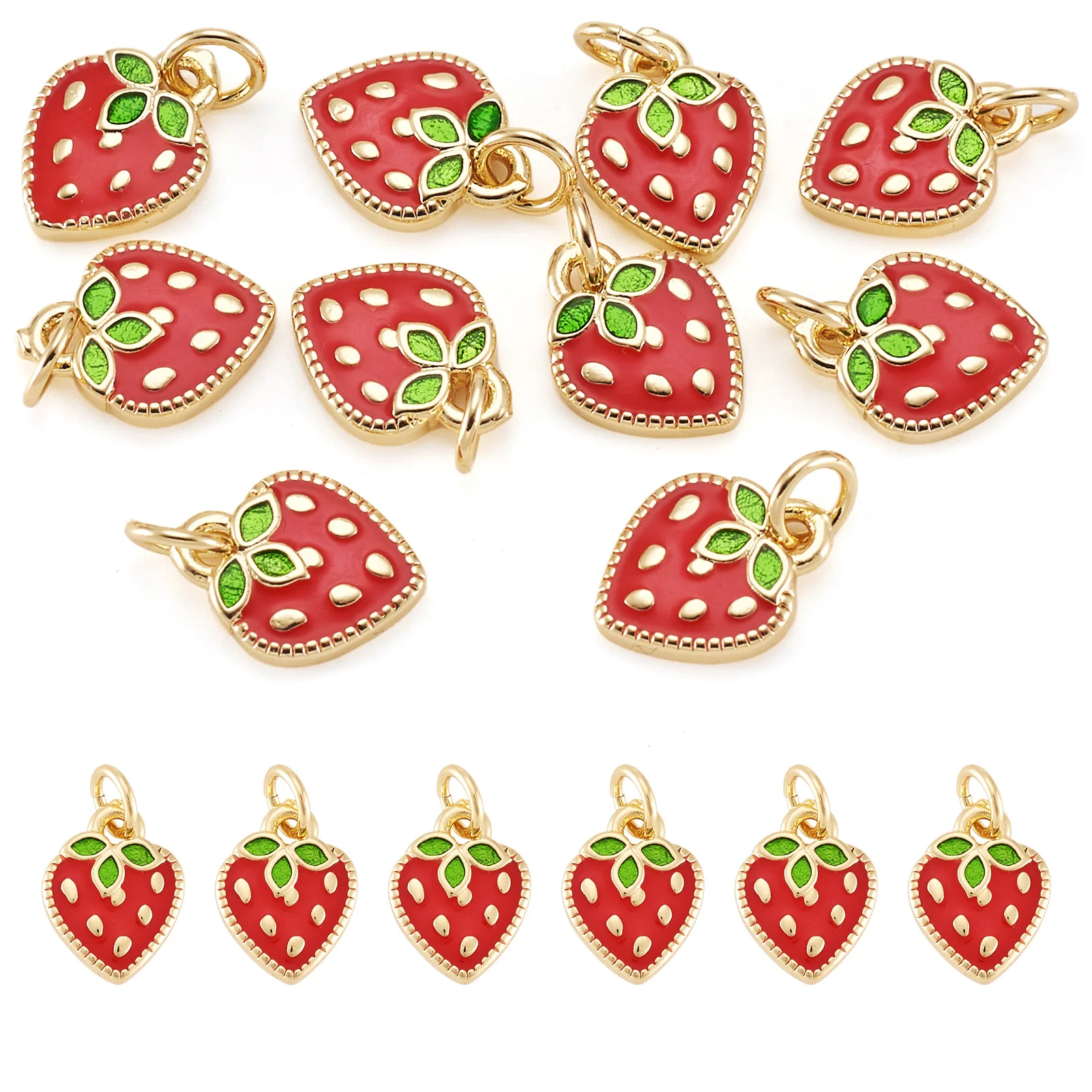 10pcs Strawberry Metal Enamel Charms with Jump Ring Gold Plated for Making DIY Jewelry Necklace Earring Bracelet Key Chain Craft
10pcs Strawberry Metal Enamel Charms with Jump Ring Gold Plated for Making DIY Jewelry Necklace Earring Bracelet Key Chain Craft
