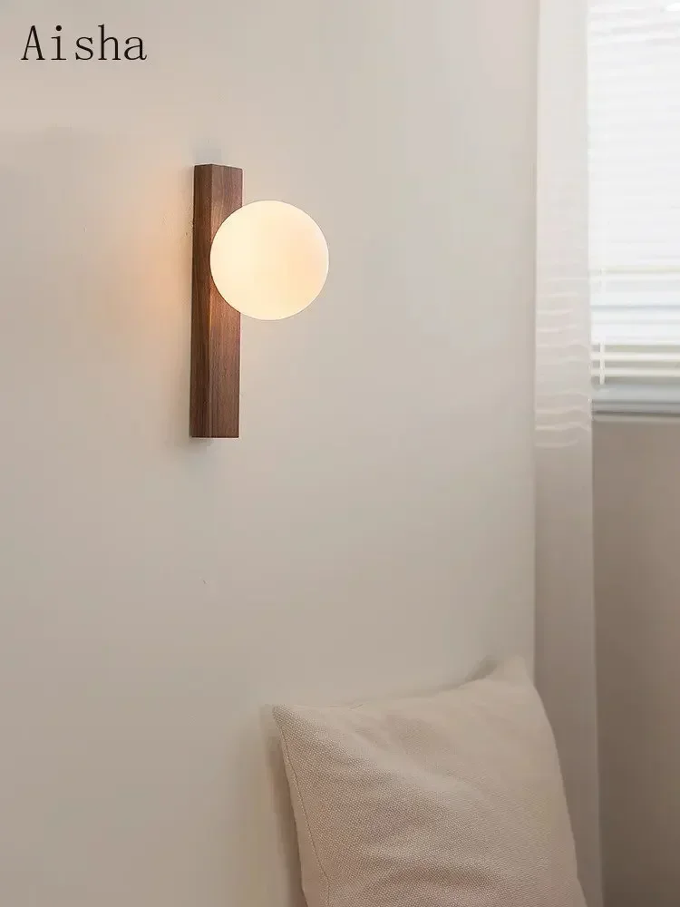 North American Black Walnut Wall Lamp Retro Bedside Glass Wall Light Homestay Hotel Corridor Staircase Round Decorative sconces
North American Black Walnut Wall Lamp Retro Bedside Glass Wall Light Homestay Hotel Corridor Staircase Round Decorative sconces
