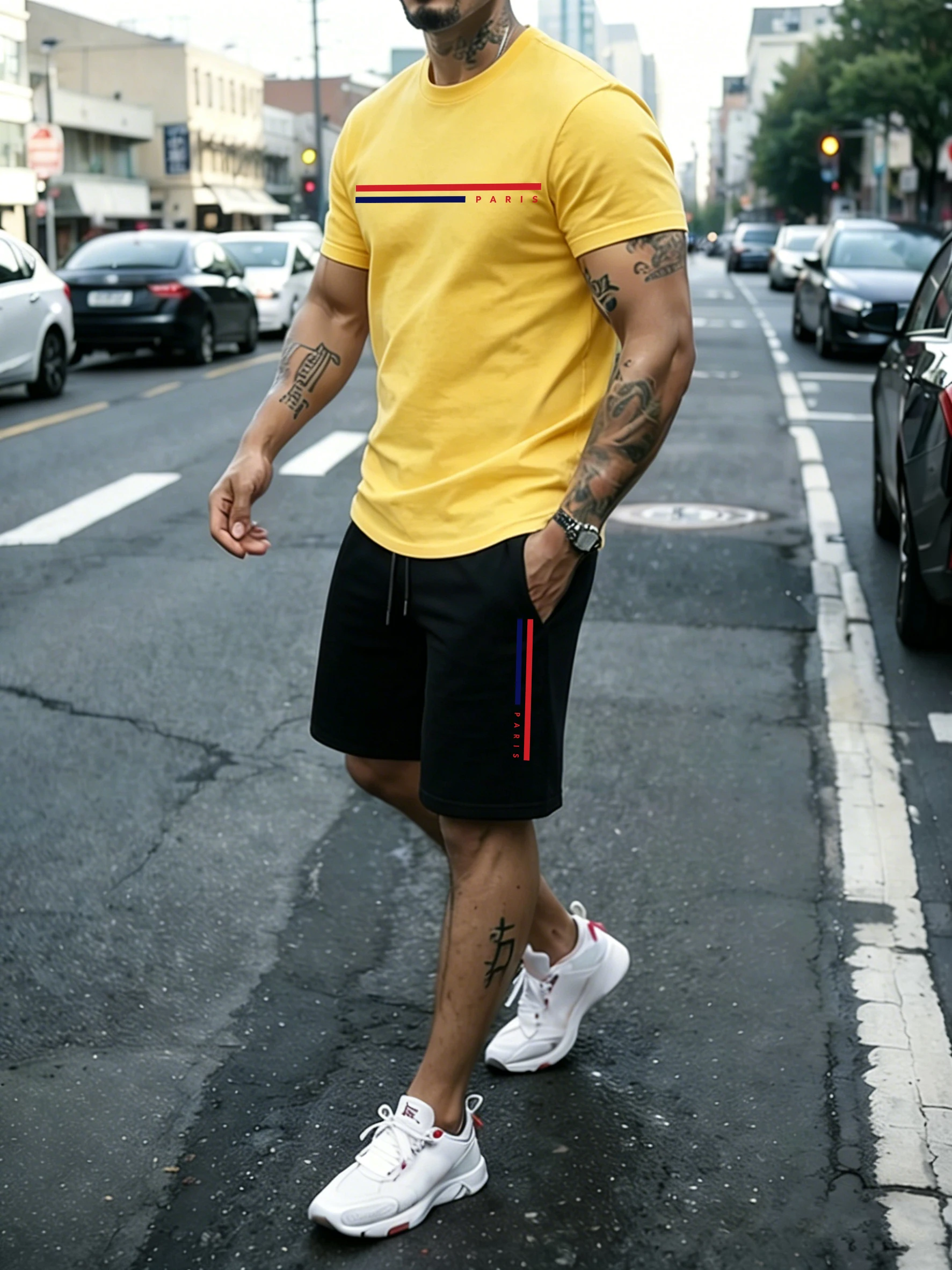 Paris Line Simple Prints Cotton Summer Loose Sportswear Suit For Men Daily Oversized Pocket Shorts Street Gym Trendy T-Shirt
Paris Line Simple Prints Cotton Summer Loose Sportswear Suit For Men Daily Oversized Pocket Shorts Street Gym Trendy T-Shirt