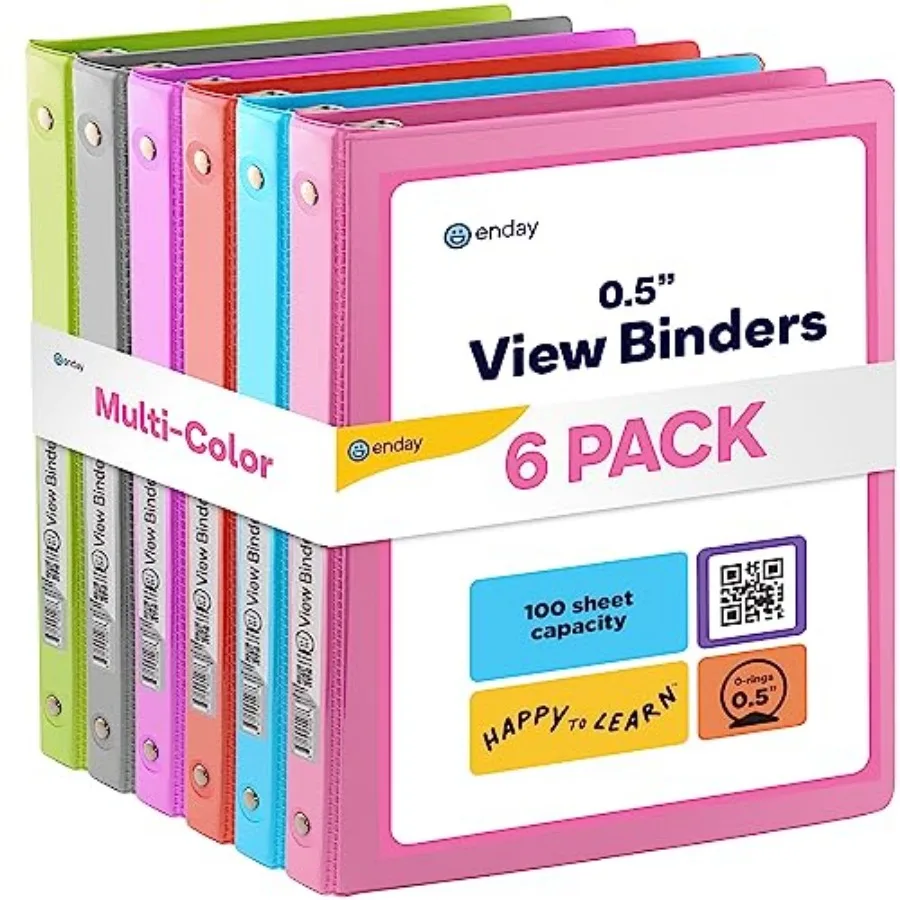 1/2 inch Binder 3 Ring Binder 6 Pack - Assorted Colors O-Ring Binder with Clear View Cover and 2 Inside Pocket - for Letter Siz
1/2 inch Binder 3 Ring Binder 6 Pack - Assorted Colors O-Ring Binder with Clear View Cover and 2 Inside Pocket - for Letter Siz