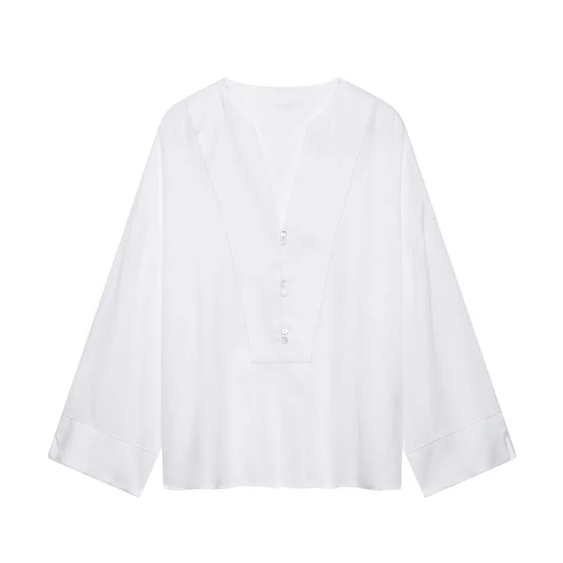 Solid Color V-Neck Single-Button Pullover Shirt Top Polyester Loose Fashion Office Wear 2026 Summer New Fashion
Solid Color V-Neck Single-Button Pullover Shirt Top Polyester Loose Fashion Office Wear 2026 Summer New Fashion