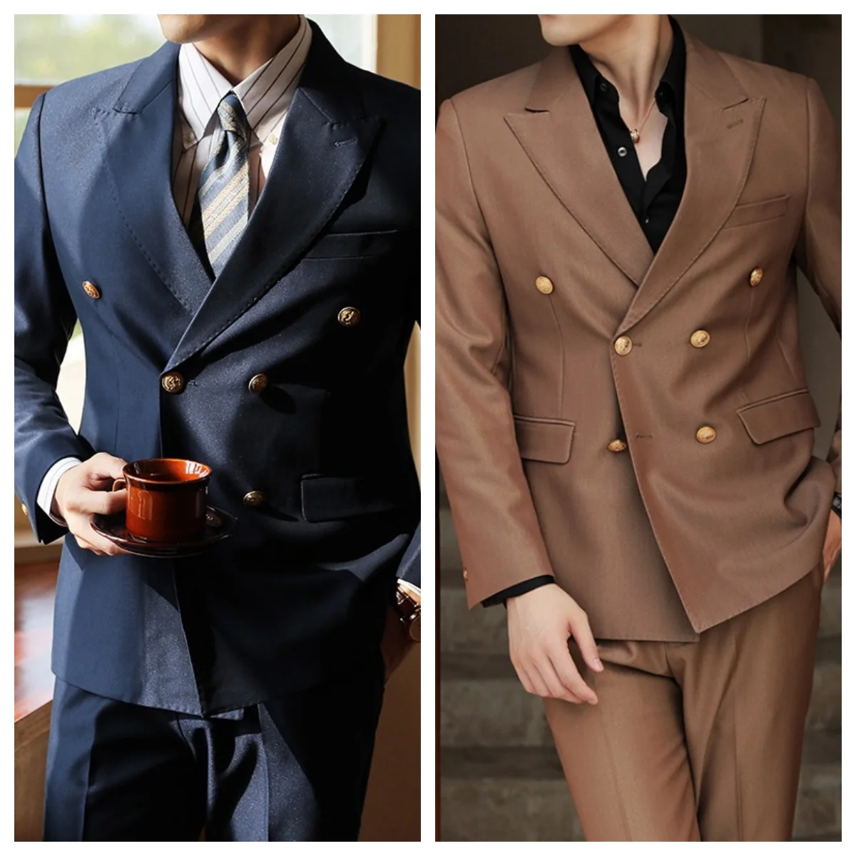 Navy blue double-breasted two-piece fashion business casual wedding party tuxedo solid men's suit elegant high-end
Navy blue double-breasted two-piece fashion business casual wedding party tuxedo solid men's suit elegant high-end