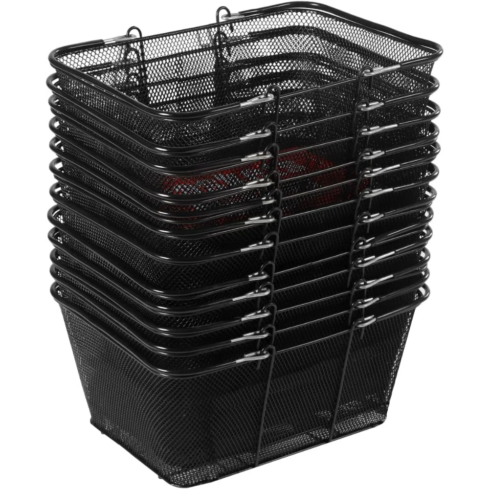 12Pcs Shopping Baskets with Handles Metal Wire Mesh shopping Baskets Set Portable Market Shopping Basket with Basket Stand
12Pcs Shopping Baskets with Handles Metal Wire Mesh shopping Baskets Set Portable Market Shopping Basket with Basket Stand